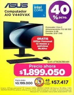Alkomprar Asus computador aio v440vak oferta