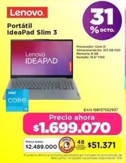 Alkomprar Lenovo portátil ideapad slim 3 oferta