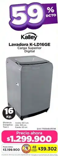 Alkomprar K-LD16GE Lavadora Carga Superior Digital oferta