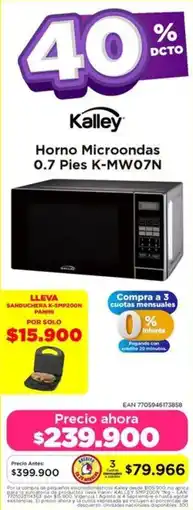 Alkomprar Kalley Horno Microondas 0.7 Pies K-MW07N oferta