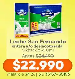 La Gran Colombia Leche San Fernando entera y/o deslactosada oferta