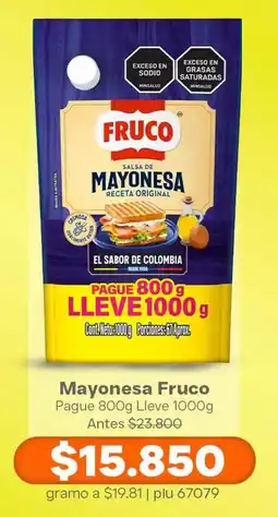 La Gran Colombia Mayonesa Fruco oferta