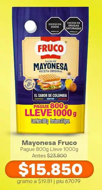 La Gran Colombia Mayonesa Fruco oferta