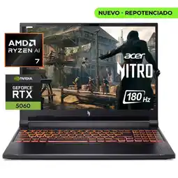 Falabella PORTÁTIL GAMER NITRO V 16 AI - RYZEN AI 7 350 - RTX 5060 8GB - 32GB RAM - 1TB SSD - 16 WUXGA oferta
