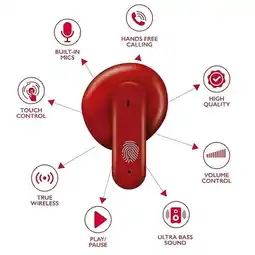 Falabella Auriculares TWS Inalambricos con Sonido Bass Potente Color Rojo oferta