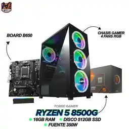 Falabella PC GAMER RYZEN 5 8500G - 16GB RAM DDR5 - SSD 512GB - B650M - 4 FANS RGB oferta