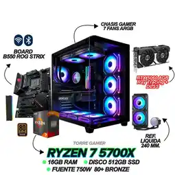 Falabella TORRE GAMER RYZEN 7 5700X - RTX 5060 8GB - 16GB RAM - 512GB SSD - ROG STRIX B550 - LIQUIDA 240mm ARG oferta