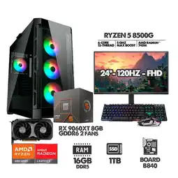 Falabella PC GAMER RYZEN 5 850OG - RTX 9060XT - BOARD B650 WIFI - RAM 16GB SSD 1TB + MONITOR 24" 120HZ FHD oferta