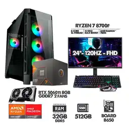 Falabella PC GAMER RYZEN 7 8700F - RTX 5060TI - RAM 32GB SSD 512GB - MONITOR 24 FHD 120HZ - IDEAL PARA GAMING oferta