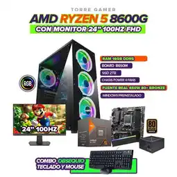 Falabella PC RYZEN 5 8600G / RAM 16GB / SSD 2TB / B650 / 650W 80+ / MONITOR 24 FHD oferta