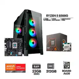 Falabella PC GAMER RYZEN 5 8500G - BOARD A620 - RAM 32GB DDR5 SSD 512GB - CHASIS 4 FANS RGB - 650W 80+ BRONZE oferta