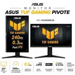 Falabella MONITOR GAMER TUF VG249QML5A 24” - FHD - 240Hz - 0.3ms - Fast IPS - PIVOT - HDR10 - FREESYNC oferta