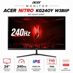 Falabella MONITOR GAMER NITRO KG240Y - 24” - IPS - FHD - 240Hz - 1ms - HDMI + DisplayPort - AMD FreeSync oferta