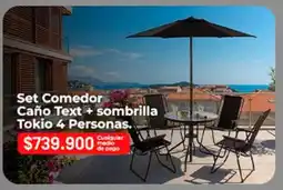 Easy Tokio - set comedor caño text + sombrilla 4 personas oferta