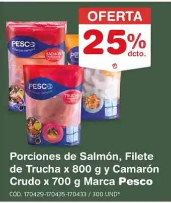 Makro Pesco Porciones de Salmón, Filete de Trucha y Camarón Crudo oferta