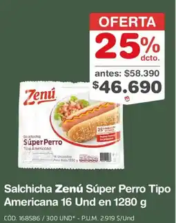 Makro Zenú Salchicha Súper Perro Tipo Americana oferta