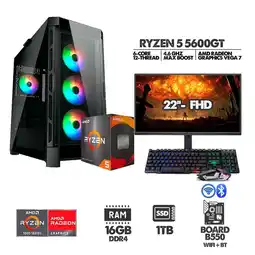 Falabella PC GAMER RYZEN 5 5600GT 16GB RAM 1TB SSD MONITOR 22 FULL HD + B550 WIFI oferta