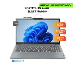 Falabella PORTÁTIL IDEAPAD SLIM 3 15AMN8 AMD RYZEN 3 7320U - RAM 16GB DDR5 - SSD 1TB - 15.6 FHD oferta