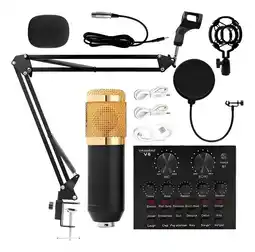 Falabella Kit Micrófono Profesional De Condensador + Tarjeta Sonido V8 Color Dorado oferta