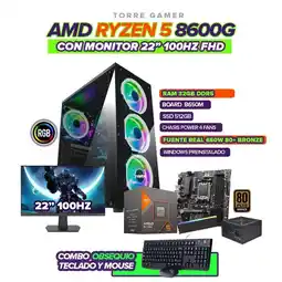 Falabella PC GAMER RYZEN 5 8600G MONITOR 22 100HZ / RAM 32GB DDR5 / SSD 512GB / B650M oferta