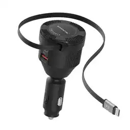 Falabella Cargador Carro Auto Carga Rápida Cable Retráctil USB-C + 1 Puerto Tipo C + 1 USB-A 40W oferta