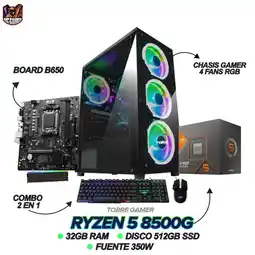 Falabella PC GAMER RYZEN 5 8500G - 32GB RAM DDR5 - 512GB SSD M.2 - BOARD B650 - 4 FANS RGB + COMBO 2 EN 1 oferta