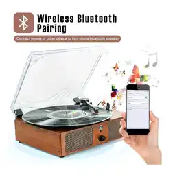 Falabella Tocadiscos Estilo Madera Bluetooth 33 45 78 RPM oferta