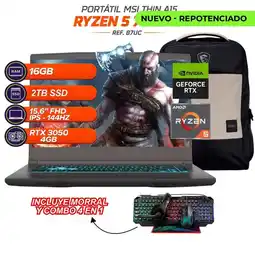 Falabella PORTATIL GAMER Thin 15 RYZEN 5 7535HS - RTX 3050 4GB - 16GB RAM - SSD 2TB - 15.6” + COMBO oferta