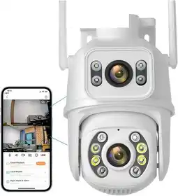 Falabella Camara Domo Doble Lente Tipo Ptz V380 Pro 2 Antenas Ip66 Wifi Sensor oferta