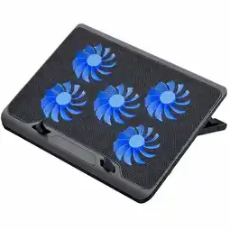 Falabella Base Refrigerante Soporte Portatil Gamer 5 Ventiladores Lcd en Madera Color Negro oferta