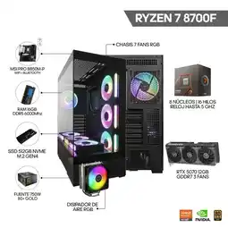 Falabella PC GAMER RYZEN 7 8700F- RTX 5070 12GB - B850 WIFI - RAM 16GB SSD 512GB- CHASIS 7FANS - 750W 80+ GOLD oferta