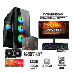Falabella COMPUTADOR RYZEN 5 8500G - 32GB RAM - SSD 512GB - RX 9060XT 8GB + MONITOR 22 oferta