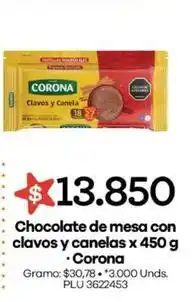 Surtimayorista Corona - chocolate de mesa con clavos y canelas x 450 g oferta