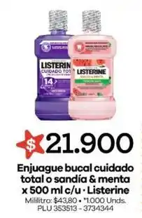 Surtimayorista Listerine - enjuague bucal cuidado total o sandía & menta x 500 ml c/u oferta