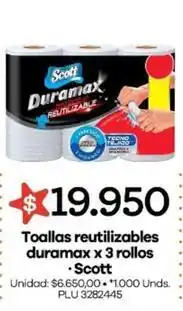 Surtimayorista Scott - toallas reutilizables duramax x 3 rollos oferta