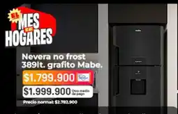 Easy Mabe - nevera no frost 389lt. grafito oferta
