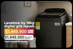 Easy Haceb - lavadora ivy 18kg digital gris oferta