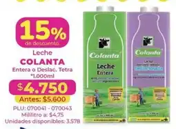 Belalcazar Colanta Leche Entera o Deslact. oferta