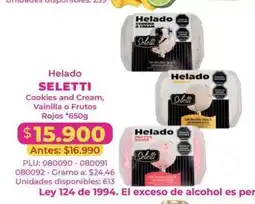 Belalcazar Helado seletti cookies and cream, vainilla o frutos rojos oferta