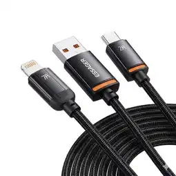 Falabella Cable Essager 2 en 1 USB-A a Lightning y USB-C Trenzado Negro oferta