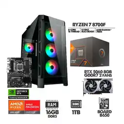 Falabella PC GAMER RYZEN 7 8700F - RTX 5060 - SSD 1TB - 16GB RAM DDR5 - CHASIS 4FANS oferta
