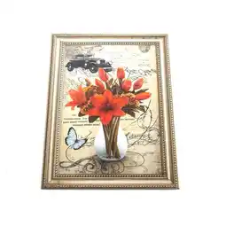 Falabella Cuadro de Pared Vintage con Flores en Relieve y Detalles de Auto Clásico oferta