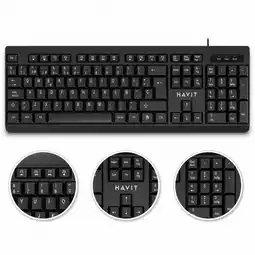 Falabella Teclado para Pc Tipo Corporativo, Cableado. 41×12×1,8 CM, USB 2.0, Negro 104 Teclas oferta