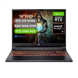 Falabella PORTATIL NITRO V16 AI RYZEN AI 7 350 RAM 96GB SSD 2TB RTX 5060 8GB oferta