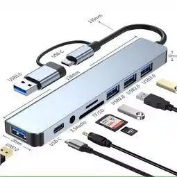 Falabella Adaptador Hub Tipo C Y Usb 7 En 1, 5 Usb Y 2 Tipo C Mac Win oferta