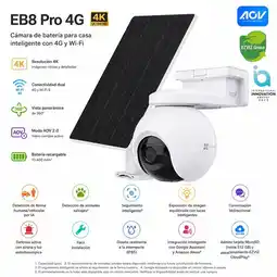 Falabella Cámara EB8 Pro 4K con 4G/WiFi 6 PT 360° con IA, Batería 10400mAh y Audio Dual oferta