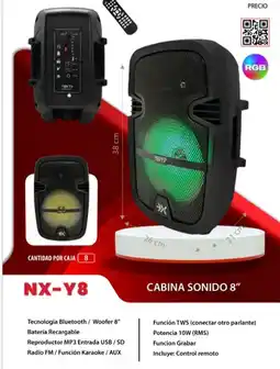 Falabella CABINA PARLANTE RECARGABLE 8 PULGADAS LUCES LED NX-Y8 oferta