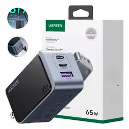 Falabella Cargador Carga Rápida 65W, 3 Puertos GAN 1XUSB a 2XUSB C, Gris oferta