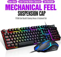 Falabella Kit Teclado y Mouse Gamer T-Wolf TF200 USB con Luces RGB, Negro oferta