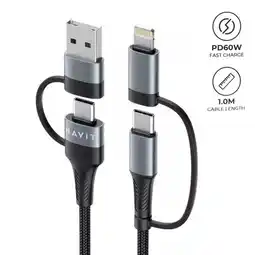 Falabella Cable 4 en 1 USB A/C a USB-C/LIGHTNING, Color Negro-Gris ( Tipo C, Iphone & Tipo A ) oferta